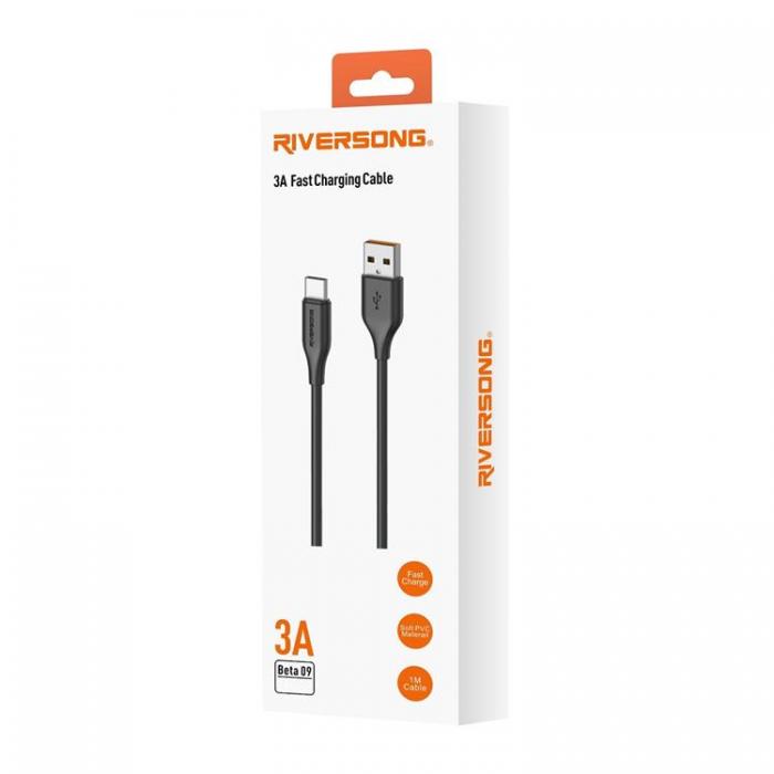 Riversong - Riversong USB-A Till Micro-USB Kabel 1m 3A Beta 09 - Svart