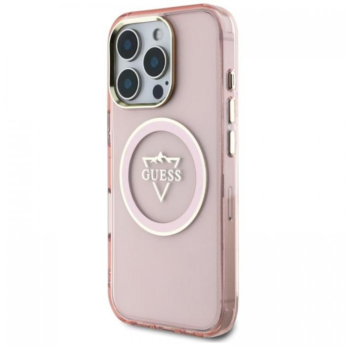 Guess - Guess iPhone 16 Pro Max Mobilskal MagSafe IML Mountain Logo - Rosa