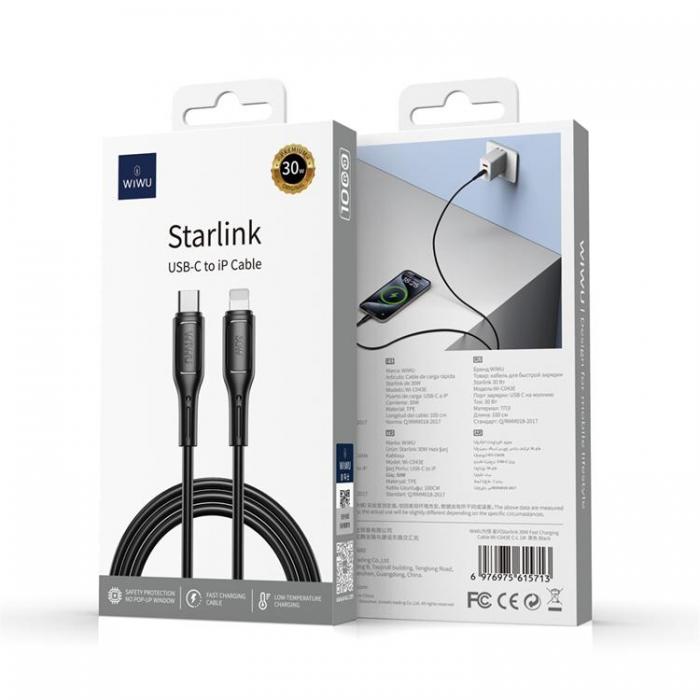 WIWU - WIWU USB-C Till Lightning Kabel 30W 1m Starlink Series - Svart