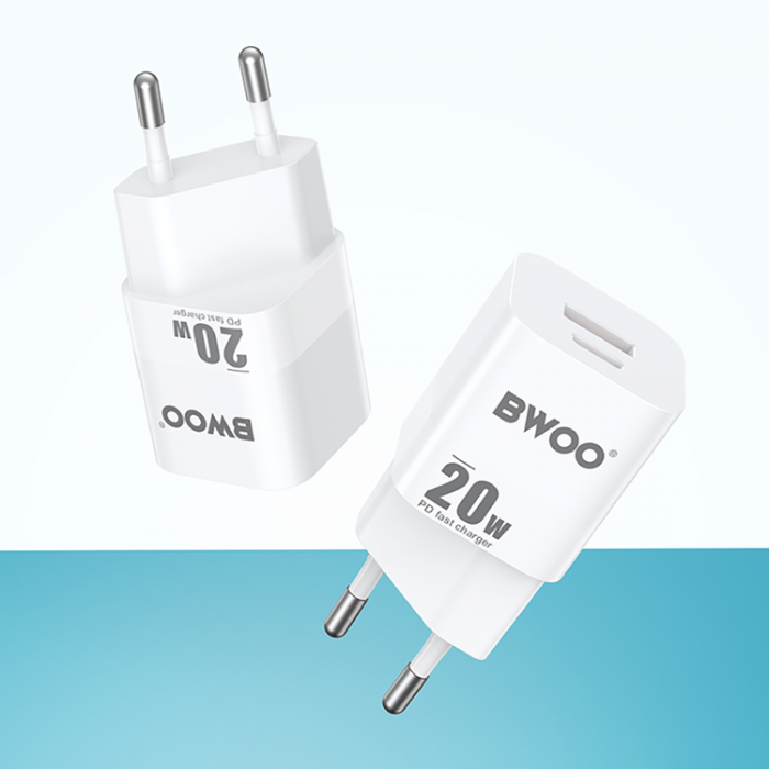 BWOO - BWOO Mini Vggladdare 20W USB-C/USB-A CDA156 - Vit