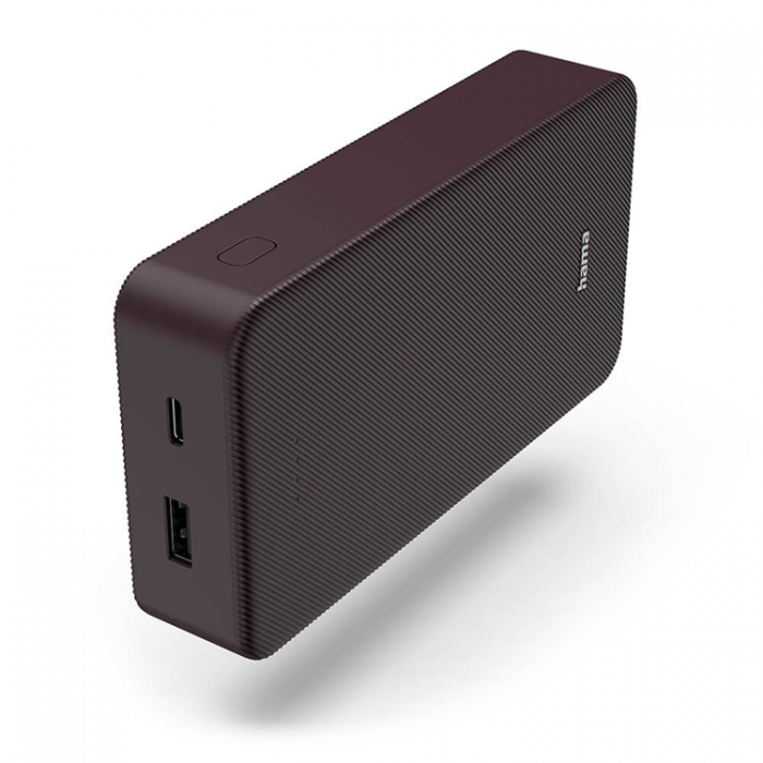 Hama - Hama Powerbank 20000 mAh USB-C/USB-A - Plommon