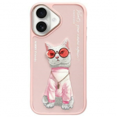 NIMMY - Nimmy iPhone 16 Mobilskal Glasses Cool Cat - Rosa