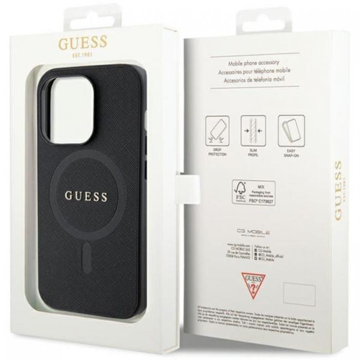 Guess - Guess iPhone 15 Pro Max Mobilskal Magsafe Saffiano - Svart