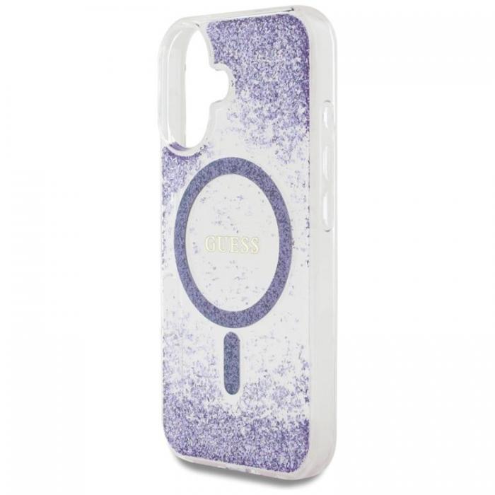 Guess - Guess iPhone 16 Mobilskal MagSafe HC Resin Bottom Glitter - Lila