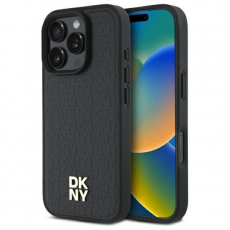 DKNY - DKNY iPhone 16 Pro Max Mobilskal MagSafe Repeat Pattern Stack Logo - Svart