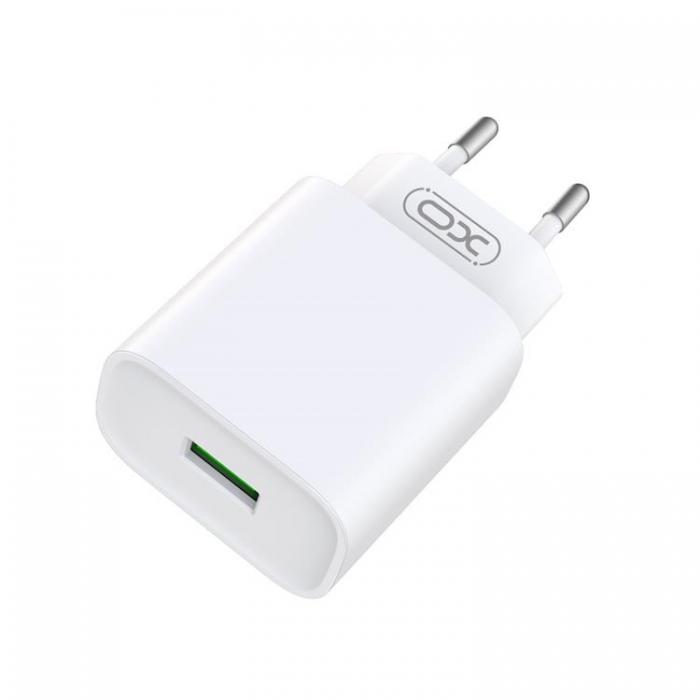 XO - XO Vggladdare USB 18W med USB/Lightning Kabel QC 3.0 - Vit