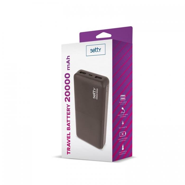 Setty - Setty Powerbank 20000 mAh SPB-20 - Svart