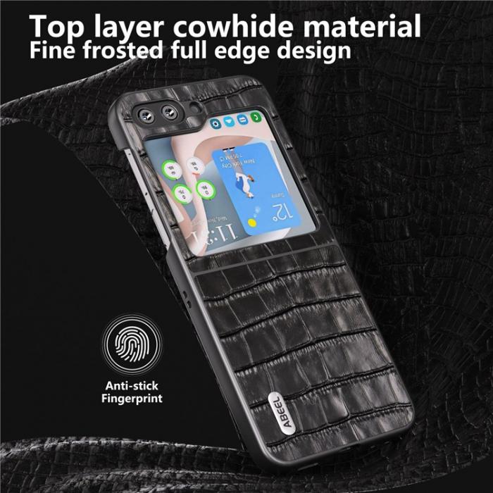 ABEEL - ABEEL Galaxy Z Flip 5 Mobilskal Crocodile Texture - Svart