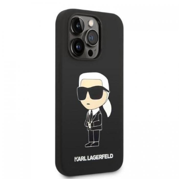 KARL LAGERFELD - Karl Lagerfeld iPhone 14 Pro Skal Magsafe Silicone Ikonik - Svart