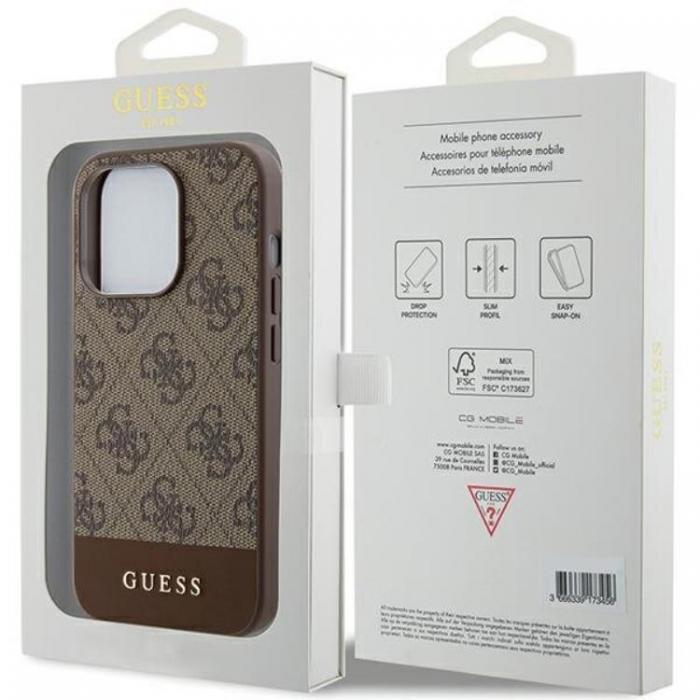 Guess - Guess iPhone 15 Pro Mobilskal Stripe Collection - Brun