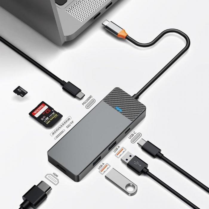 WIWU - WiWU HUB A721HD USB3.1x2+PD(100W)+USB-C(3.1)+ SD/TF(3.0)+HDMI (4K60HZ)