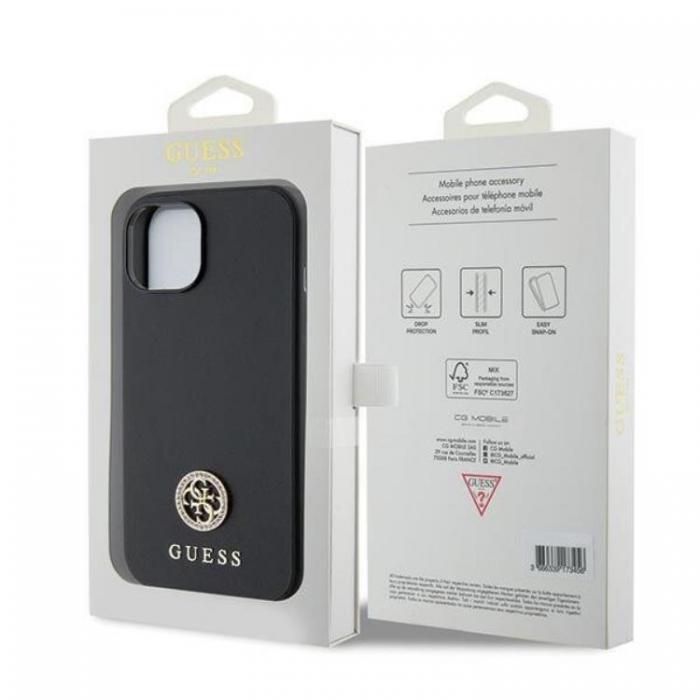 Guess - Guess iPhone 15 Mobilskal Strass Metal Logo - Svart