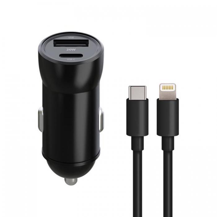 Maxlife - Maxlife Billaddare 1xUSB-C 1xUSB 20W USB-C till Lightning Kabel