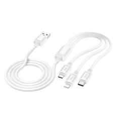 Hoco - Hoco 3in1 USB-A/MicroUSB/Lightning/Typ-C 1m 2A X74 - Vit