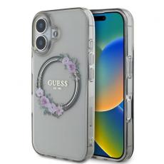 Guess - Guess iPhone 16 Mobilskal MagSafe IML Flowers Wreath - Svart