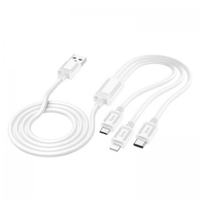 Hoco - Hoco 3in1 USB-A/MicroUSB/Lightning/Typ-C 1m 2A X74 - Vit