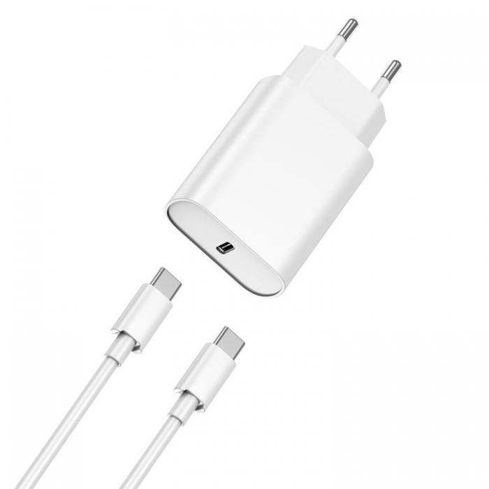 WIWU - WIWU Snabbladdare 20W USB-C med Kabel Wi-U001 PD - Vit