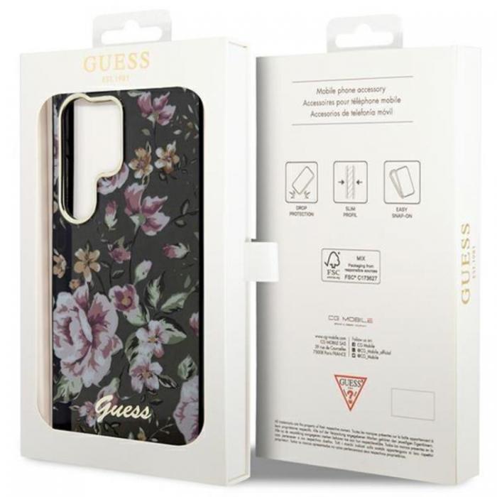 Guess - Guess Galaxy S23 Ultra Mobilskal Flower Collection - Svart