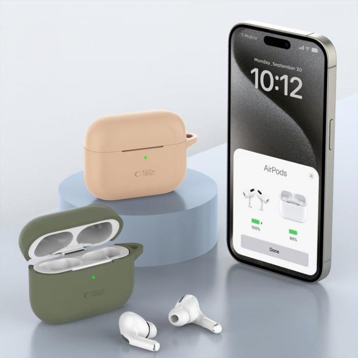 Tech-Protect - Tech-Protect Apple Airpods Pro 1/2 Skal Silikon Hook - Dusty Rosa