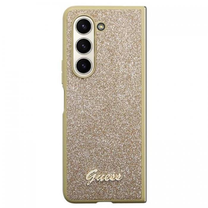 Guess - Guess Galaxy Z Fold 5 Mobilskal Lder Triangle Strass - Guld