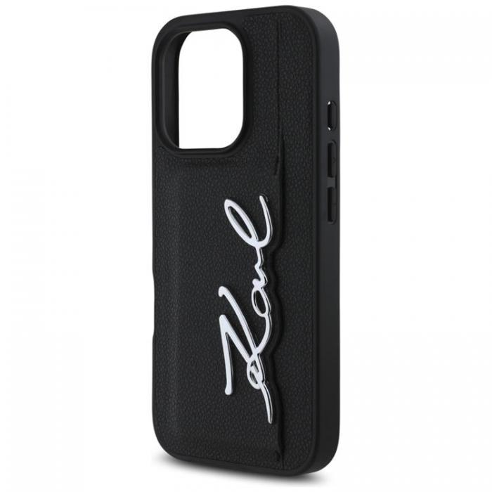 KARL LAGERFELD - Karl Lagerfeld iPhone 16 Pro Max Mobilskal Korthllare Metal Signature - Svart