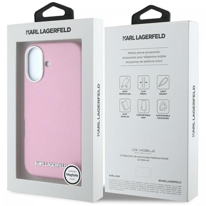 KARL LAGERFELD - Karl Lagerfeld iPhone 16 Mobilskal MagSafe Saffiano Full Wrapped - Rosa