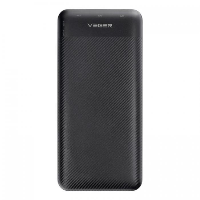 Veger - VEGER Powerbank 30000 mAh PD QC 3.0 3A 20W L30 - Svart