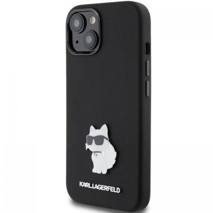 KARL LAGERFELD - KARL LAGERFELD iPhone 15 Mobilskal Silikon Choupette Metal Pin