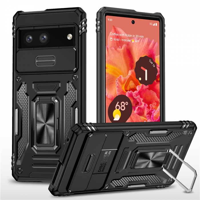 A-One Brand - Google Pixel 7a Mobilskal Shockproof Armor Kickstand - Svart