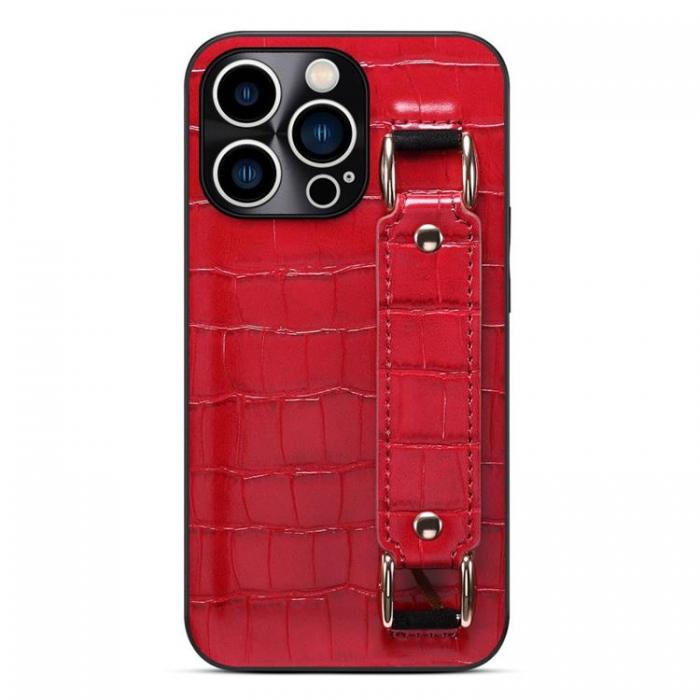 A-One Brand - iPhone 14 Pro Skal Korthllare Crocodile - Rd