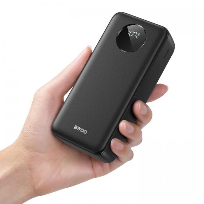 BWOO - BWOO Powerbank 30000mAh 22.5W med LCD-skrm - Svart