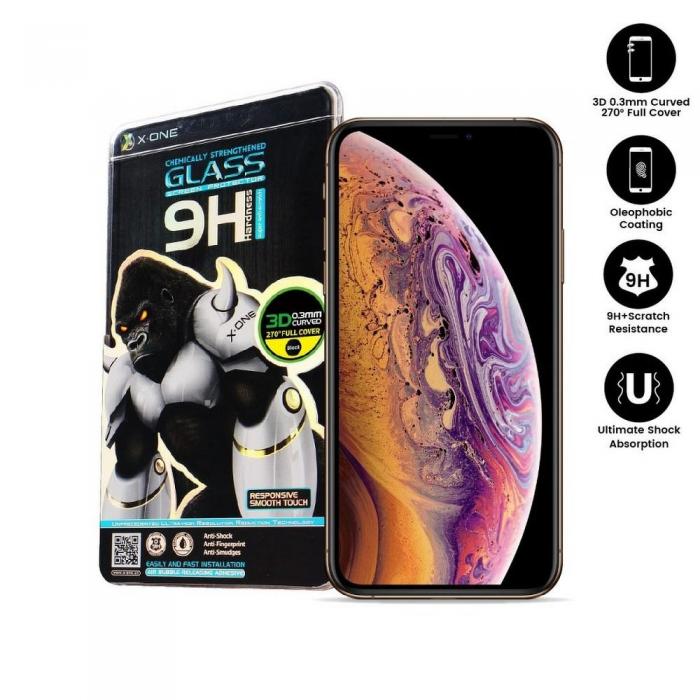 X-One - X-ONE Hrdat Glas till iPhone X/Xs 3D Full Cover Svart