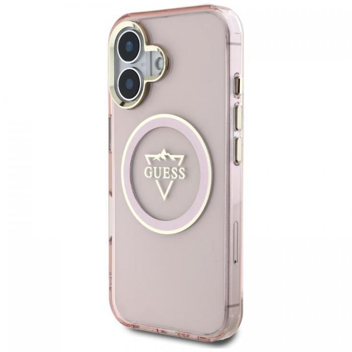 Guess - Guess iPhone 16 Mobilskal MagSafe IML Mountain Logo - Rosa