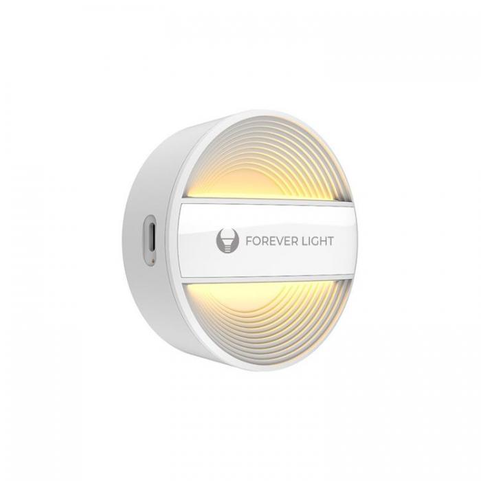 Forever Light - Forever Light LED Round Nattlampa ALMA PIR 500mAh PURE - Vit