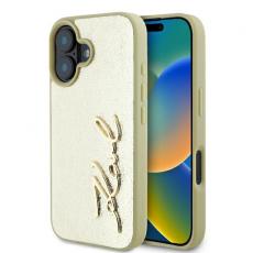 KARL LAGERFELD - Karl Lagerfeld iPhone 16 Mobilskal Metal Signature - Guld