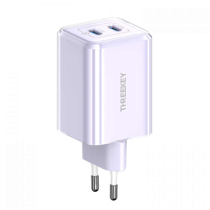 Threekey - Threekey Vggladdare 2x USB-C 35W PD - Lila