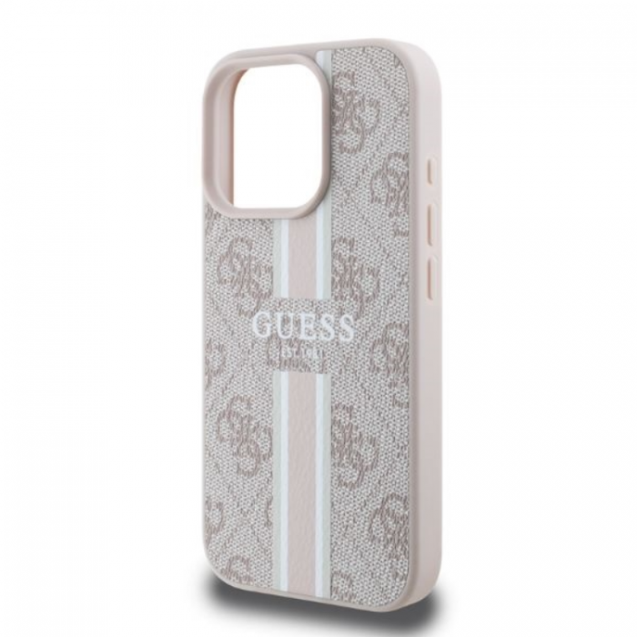 Guess - Guess iPhone 16 Pro Max Mobilskal Magsafe 4G Printed Stripes - Rosa