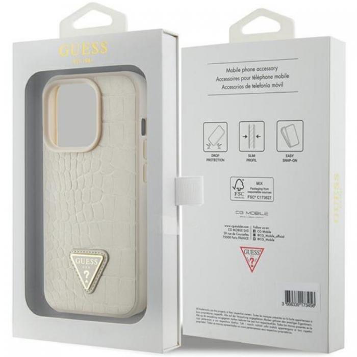 Guess - Guess iPhone 15 Mobilskal Croco Triangle Metal Logo