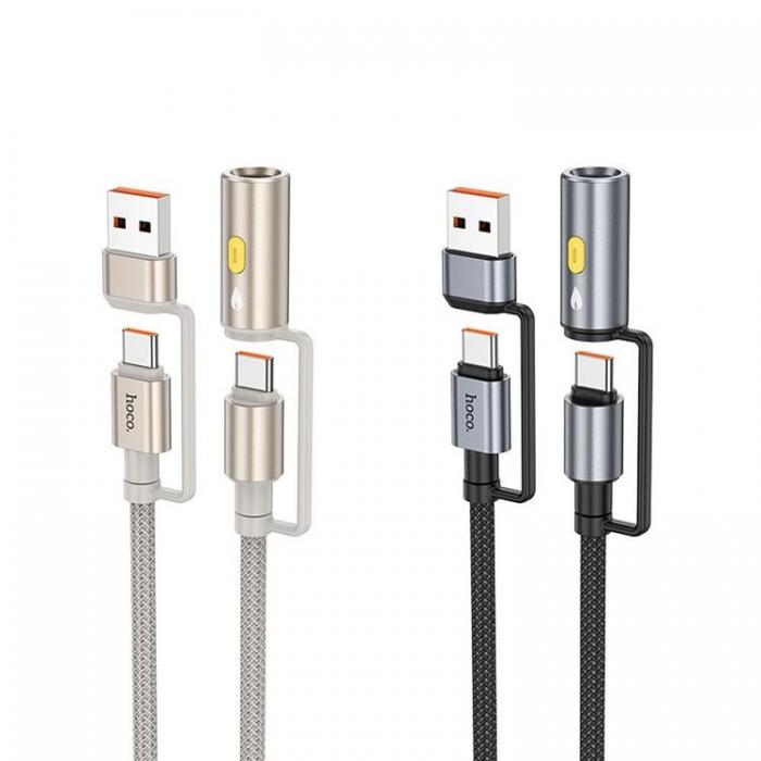 Hoco - Hoco USB-A/USB-C Till USB-C, Cigarettndare 60W 3A Kabel 1.2m U138 - Gr