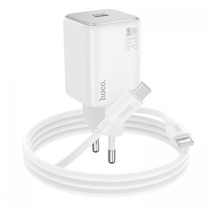 Hoco - Hoco Vggladdare 20W Type C + Kable USB-C till USB-C 1m - Vit