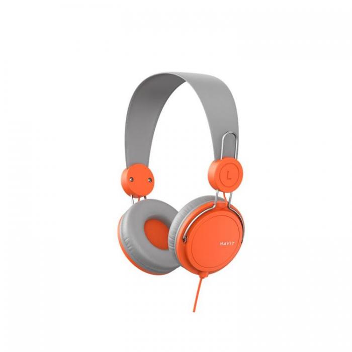 Havit - Havit On-Ear Hrlurar Trdbundna HV-H2198D - Orange/Gr