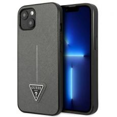 Guess - GUESS iPhone 14 Plus Skal Saffiano Triangle Logo - Silver