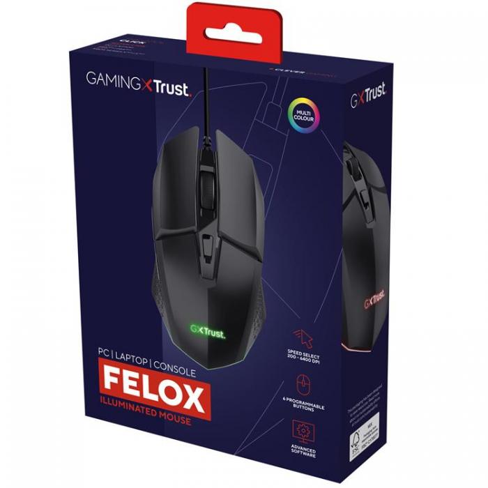 Trust - TRUST GXT 109 Felox Illuminated Gaming Mus - Svart