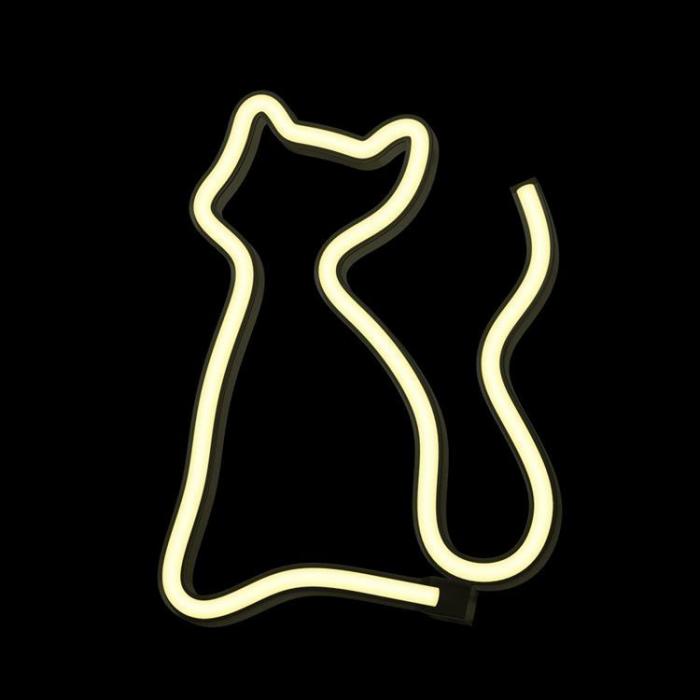 Forever Light - Forever Light LED Neon CAT Bat FLNE03 + USB - Varm Vit