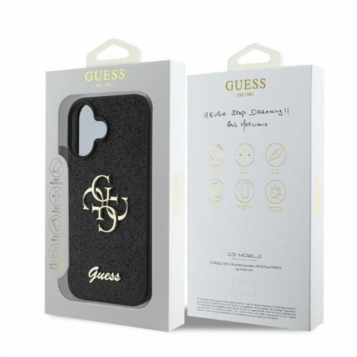 Guess - Guess iPhone 16 Mobilskal Fixed Glitter Big 4G - Svart