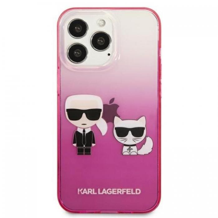 KARL LAGERFELD - Karl Lagerfeld iPhone 13 Pro Skal Gradient Ikonik Karl & Choupette - Rosa