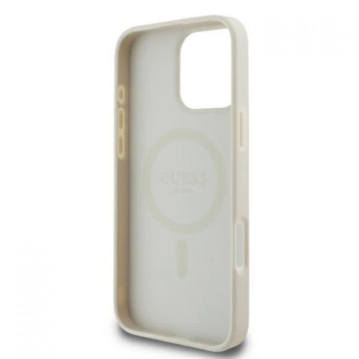 Guess - Guess iPhone 16 Pro Mobilskal MagSafe Peony Script Logo - Vit