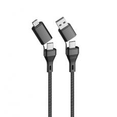 Forever - Forever 4-i-1 Kabel USB + USB-C till USB-C + micro-USB 1,2m 3A - Svart