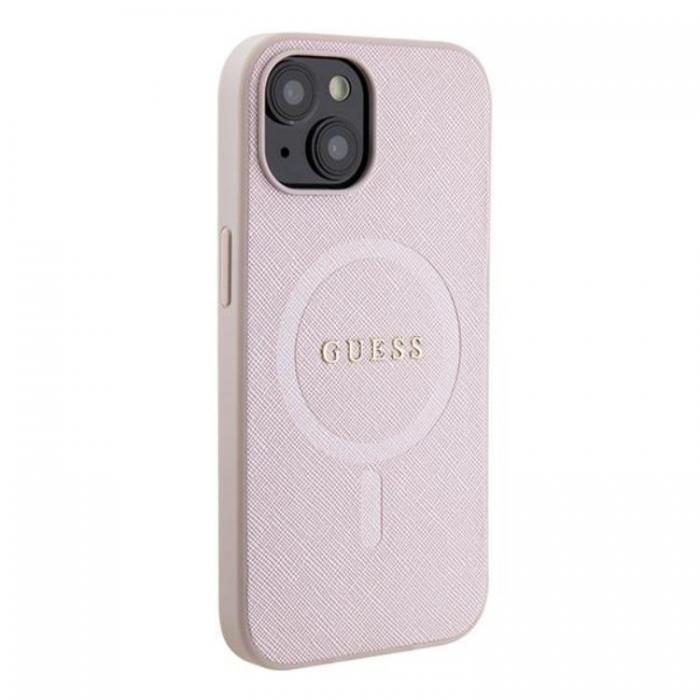 Guess - Guess iPhone 15 Mobilskal Magsafe Saffiano - Rosa