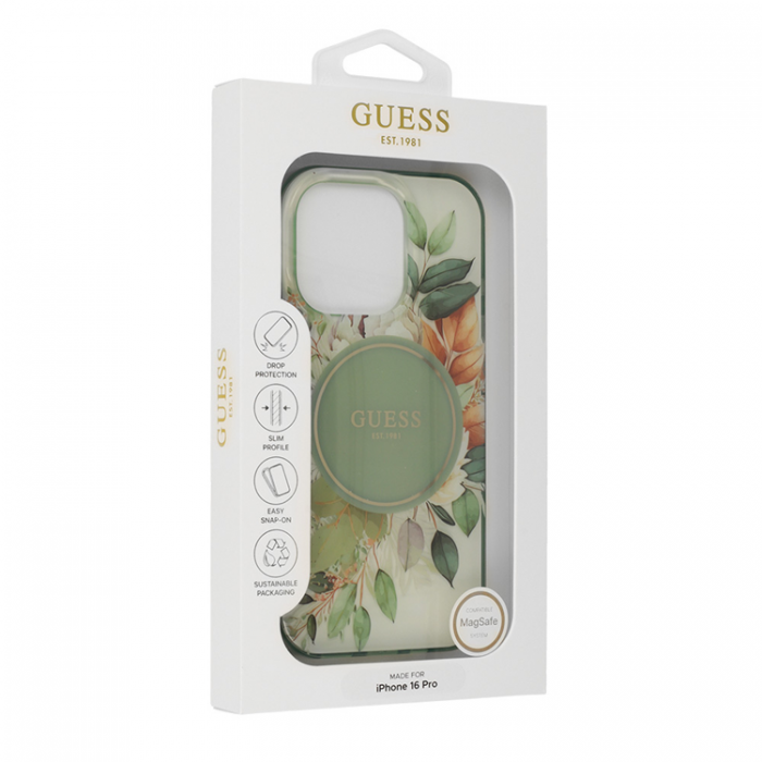 Guess - Guess iPhone 16 Pro Mobilskal MagSafe IML Flower & Tonal Circle